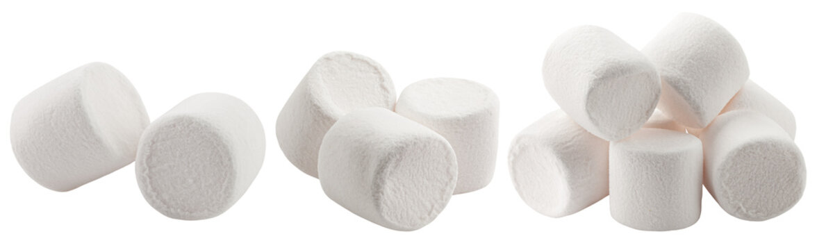 marshmallow isolated on white background, full depth of field