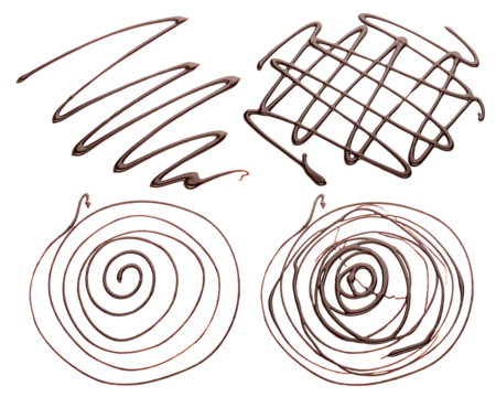 Liquid chocolate syrup isolated on white background, full depth of field