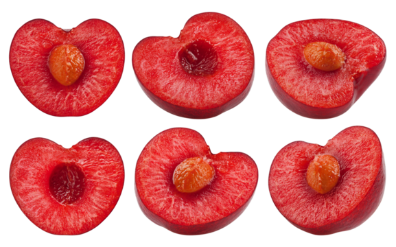 cherry slice isolated on white background, full depth of field