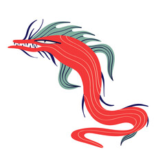 Funny cute red Dragon Monster. Cool illustration in children's cartoon style