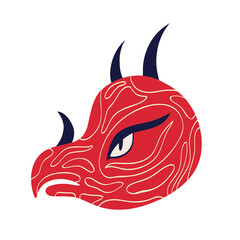 Funny cute red Dragon Monster. Cool illustration in children's cartoon style