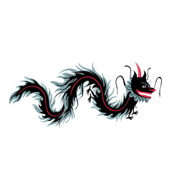 Funky creepy blue dragon. Illustration in childish hand drawn style