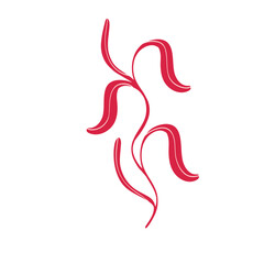 Obraz premium red floral twig in Asian style. Cute cartoon illustration of flower