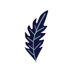 Blue cartoon leaf. Hand drawn illustration