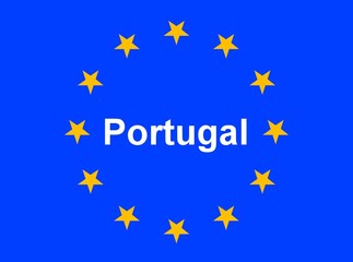 Illustration einer Europaflagge mit der Aufschrift "Portugal"