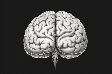 A drawing of a brain on a black background. Suitable for scientific or educational purposes