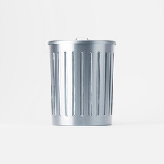 close large stainless steel trash can or container isolated on white background. Sign or mock up. 3d render
