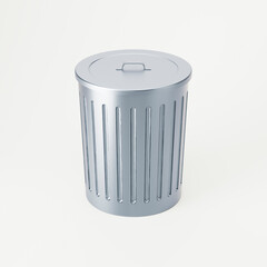 close large stainless steel trash can or container isolated on white background. Sign or mock up. 3d render