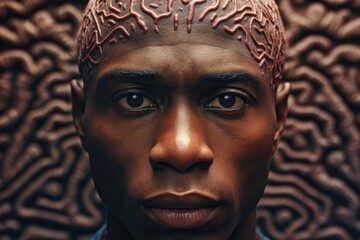 A close-up view of a person's head showcasing a unique pattern. This image can be used for various purposes