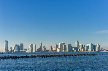 Jersey City Across the Hudson River. View from New York Side. NJ, USA