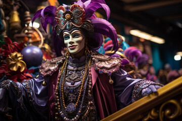 Fototapeta na wymiar festive Mardi Gras street scene