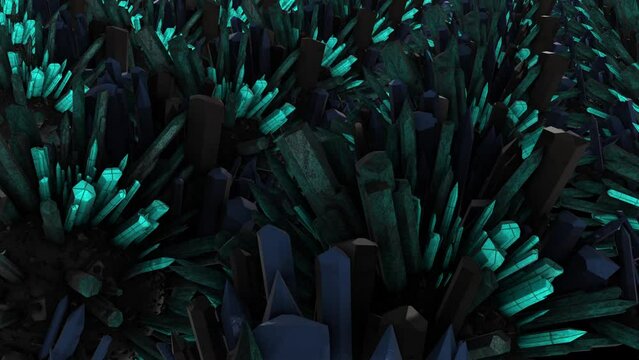3D crystals. Colorful fantasy energy crystals