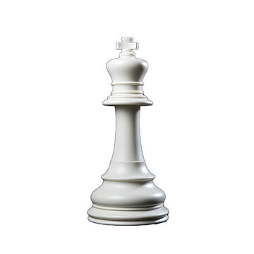 A White Chess Queen Piece on a Black Background. Isolated on a Transparent Background. Cutout PNG.