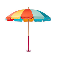 Colorful Beach Umbrella. Isolated on a Transparent Background. Cutout PNG.