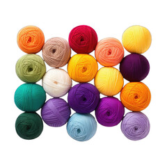 Colorful Yarn Balls Set. Isolated on a Transparent Background. Cutout PNG.