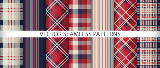 Set check tartan vector. Fabric textile texture. Background pattern seamless plaid.
