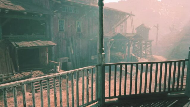 An old American western style town