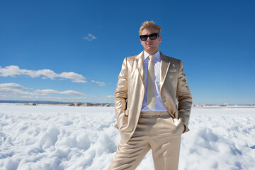 portrait of a man enjoying snow and winter