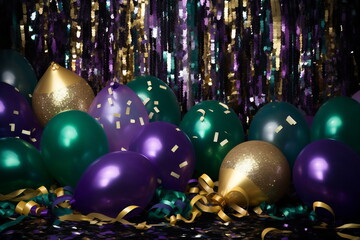 Naklejka na ściany i meble Mardi Gras balloons and sparkles