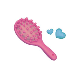 3D render Pink Hair Brush illustration