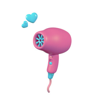 Pink Hair Dryer 3D render icon
