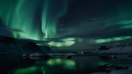 Obraz na płótnie Canvas Northern Lights Spectacle: Witness the Mesmerizing Dance of Aurora Borealis in Scandinavian Skies