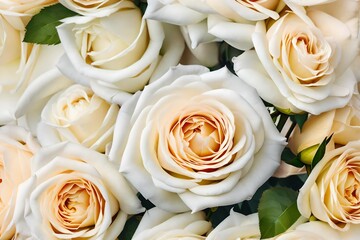 colors of white roses in closeup