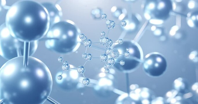 Acetylcarnitine, rotating 3D model of acetyl-l-carnitine, seamless looped video, molecular structure with selective focus