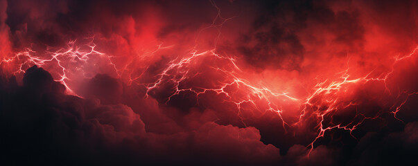 red lightning and clouds abstract background texture. ai generative - obrazy, fototapety, plakaty