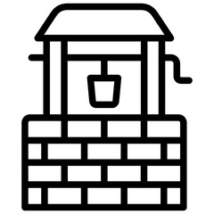 water well icon illustration design with outline