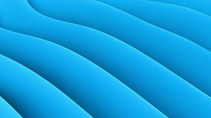 Abstract blue background with wavy lines and shadows. 3d rendering