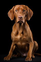 Fototapeta premium Portrait of a Hungarian Vizsla dog, isolated on black background