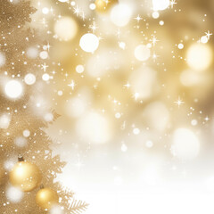 Blurred winter landscape with snowflakes and fir trees branches covered with frost wonderland, bokeh light, decorative balls. Winter mood. Snow covered branches in winter. AI Generative