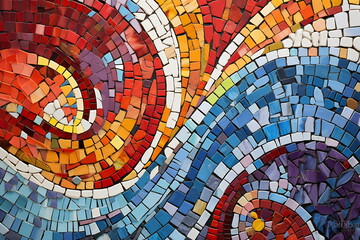 Colorful geometric mosaic pattern closeup