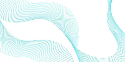 Abstract background with waves for banner. Medium banner size. Vector background with lines. Element for design isolated on white. Blue color