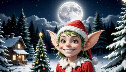 Santas elf, cristmas girl