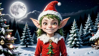 Santas elf, cristmas girl