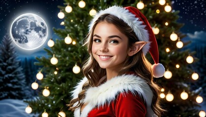 Santas elf, cristmas girl