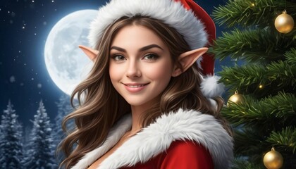 Santas elf, cristmas girl