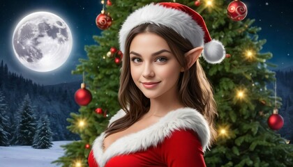Santas elf, cristmas girl
