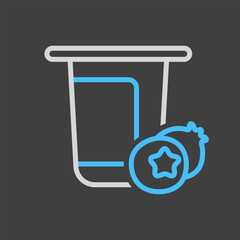 Yogurt cup with flavor blueberry vector icon