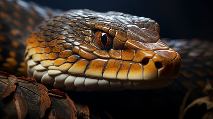 Closeup head of king cobra snake, closeup head king cobra with natural background. generative ai - obrazy, fototapety, plakaty