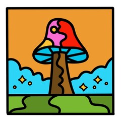 Groovy Retro Mushroom Toadstool