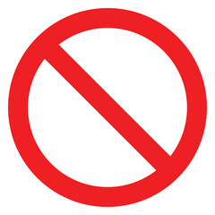 Sign forbidden. Icon symbol ban. Crossed out red circle. Stop entry ang slash line isolated on White background. Mark prohibited. Prohibition, stop, empty NO symbol. Editable vector icon illustration. - obrazy, fototapety, plakaty