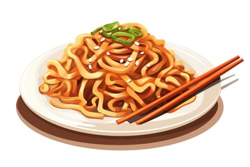 Shanghai noodles icon on white background