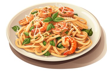 Shrimp Alfredo Pasta icon on white background