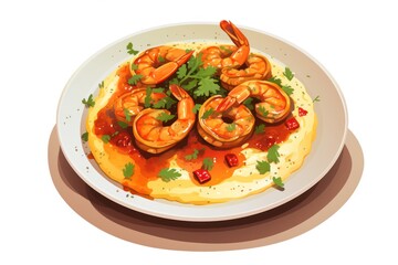 Shrimp and Grits icon on white background 