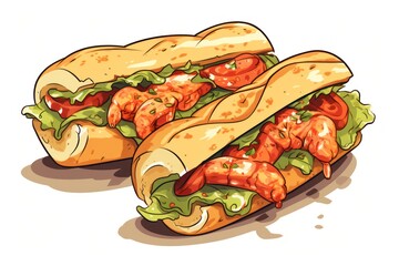 Shrimp and Lobster Rolls icon on white background 