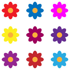 Set of colorful flowers
