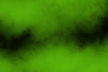 Abstract green smoke on black background. Fog Green color